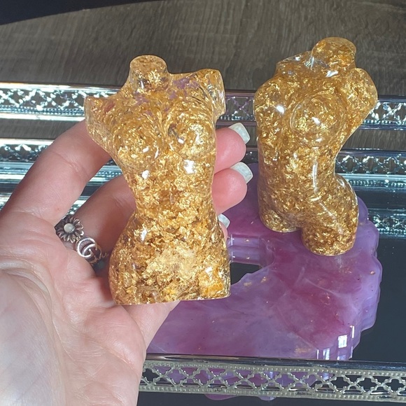 Gold Nude Woman Body Mini Statue Resin Art - Picture 9 of 16